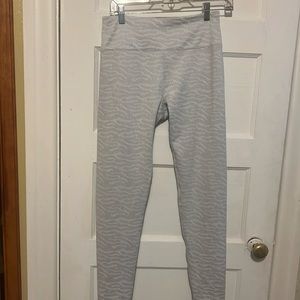 Kyodan Leggings Yoga Workout size L White Gray Jacquard
